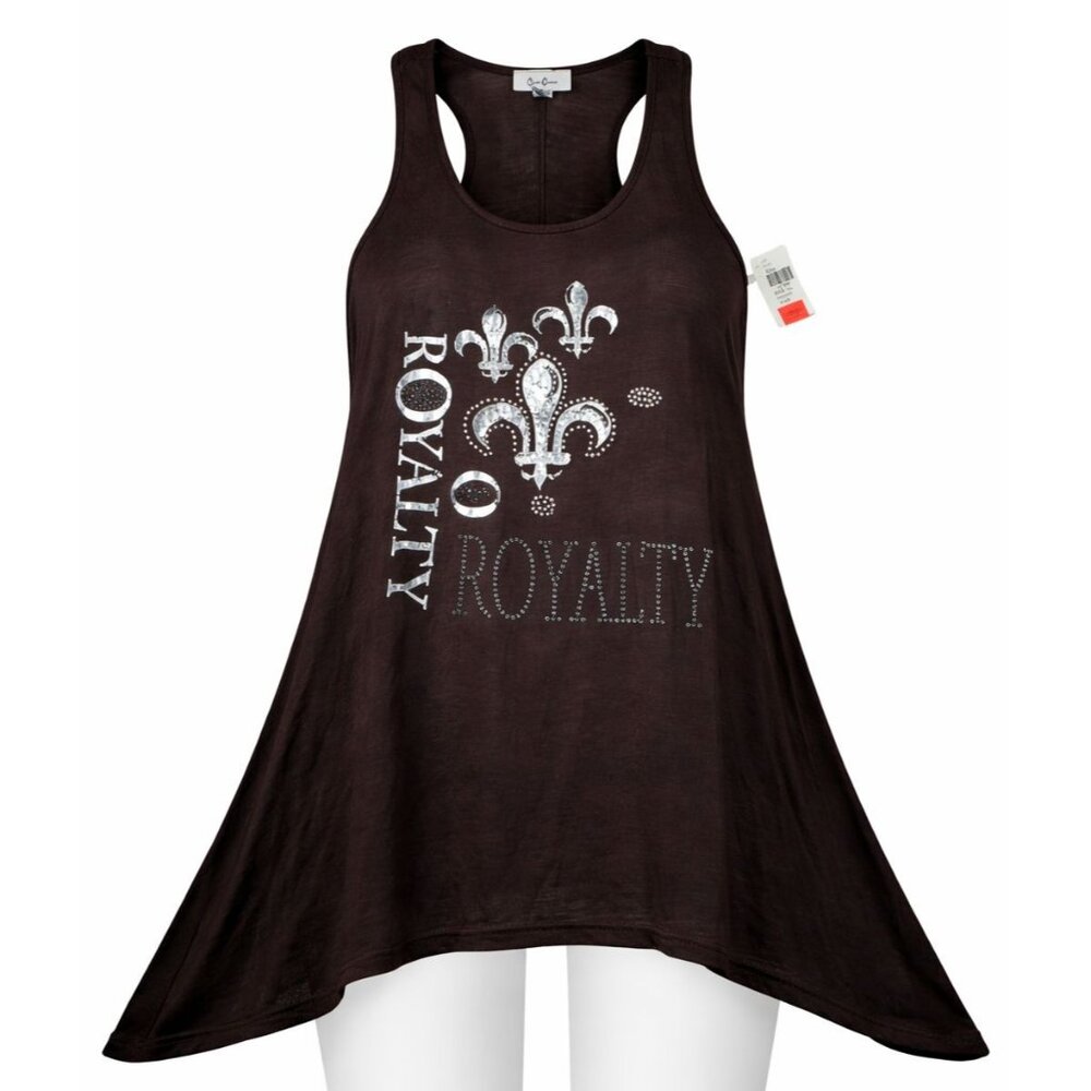 Vintage Cover Charge Flared Graphic Tank Top L Brown Racerback Casual Streetwear